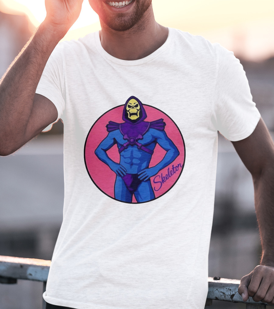 Skeletor Powerful Stance Pink T-Shirt