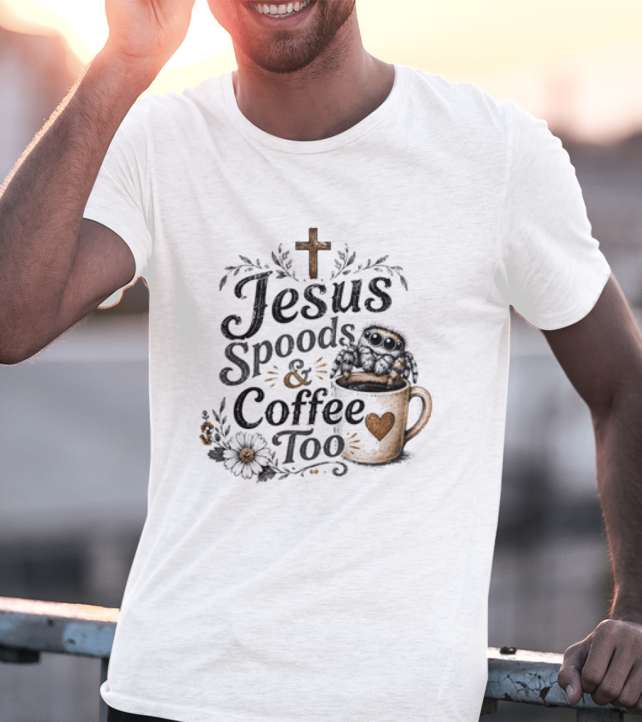Jesus Spoods And Coffee Too Cross And Heart Christian T-Shirt