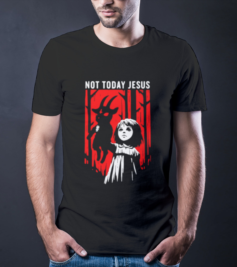 Not Today Jesus Baphomet Occult Girl Goth Dark Aesthetic Horror T-Shirt