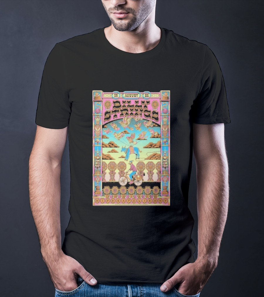 Billy Strings August 9 25 Minneapolis MN Psychedelic Style Birds Bicycle Rider T-Shirt