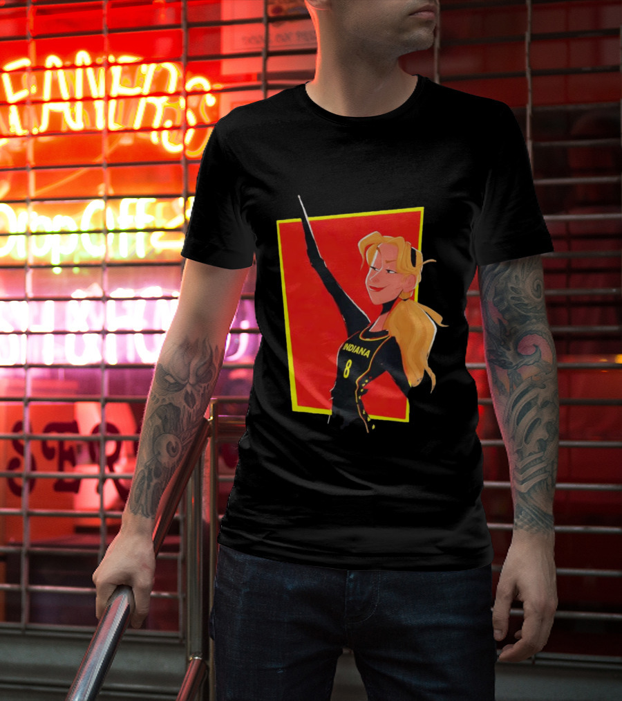 Indiana Blonde Number 8 Pointing In Black And Yellow Sports Uniform T-Shirt