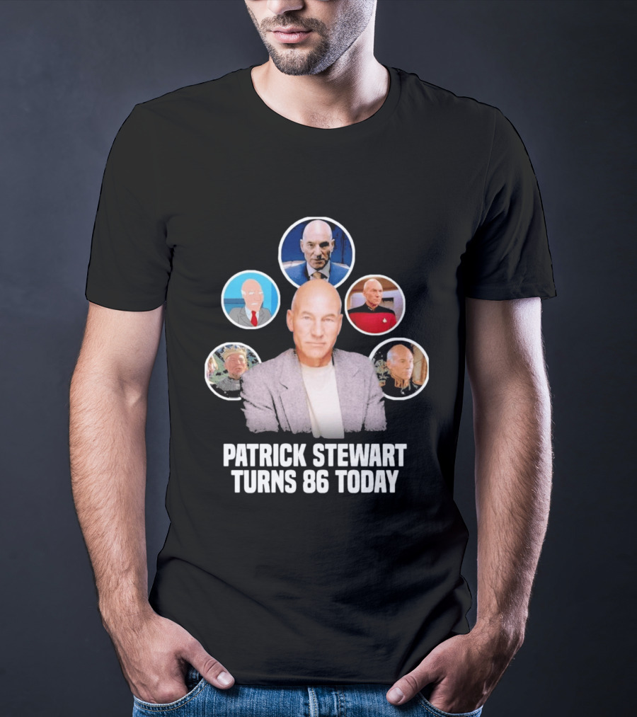 Patrick Stewart Turns 86 Today Iconic Roles Celebration Image T-Shirt