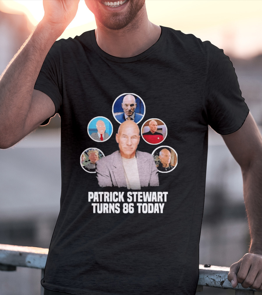Patrick Stewart Turns 86 Today Iconic Roles Celebration Image T-Shirt