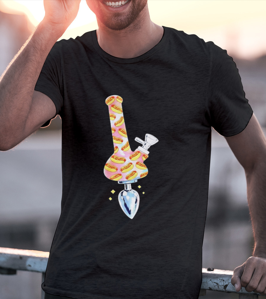 Hotdog Patterned Bong Buttplug T-Shirt