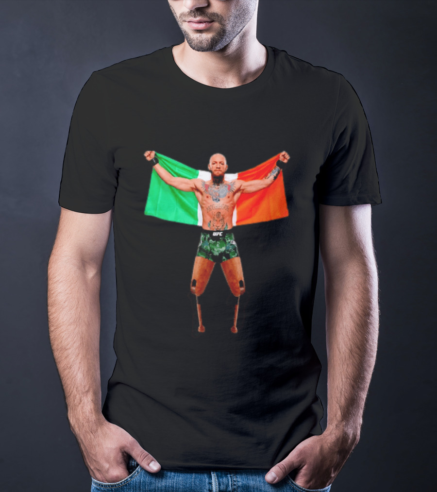 Conor McGregor UFC Prosthetic Leg Irish Flag Celebration T-Shirt