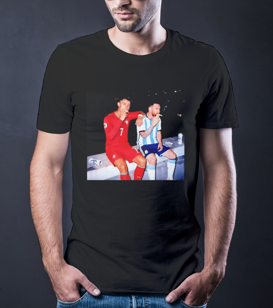 Cristiano Ronaldo Lionel Messi Smoking National Legends T-Shirt