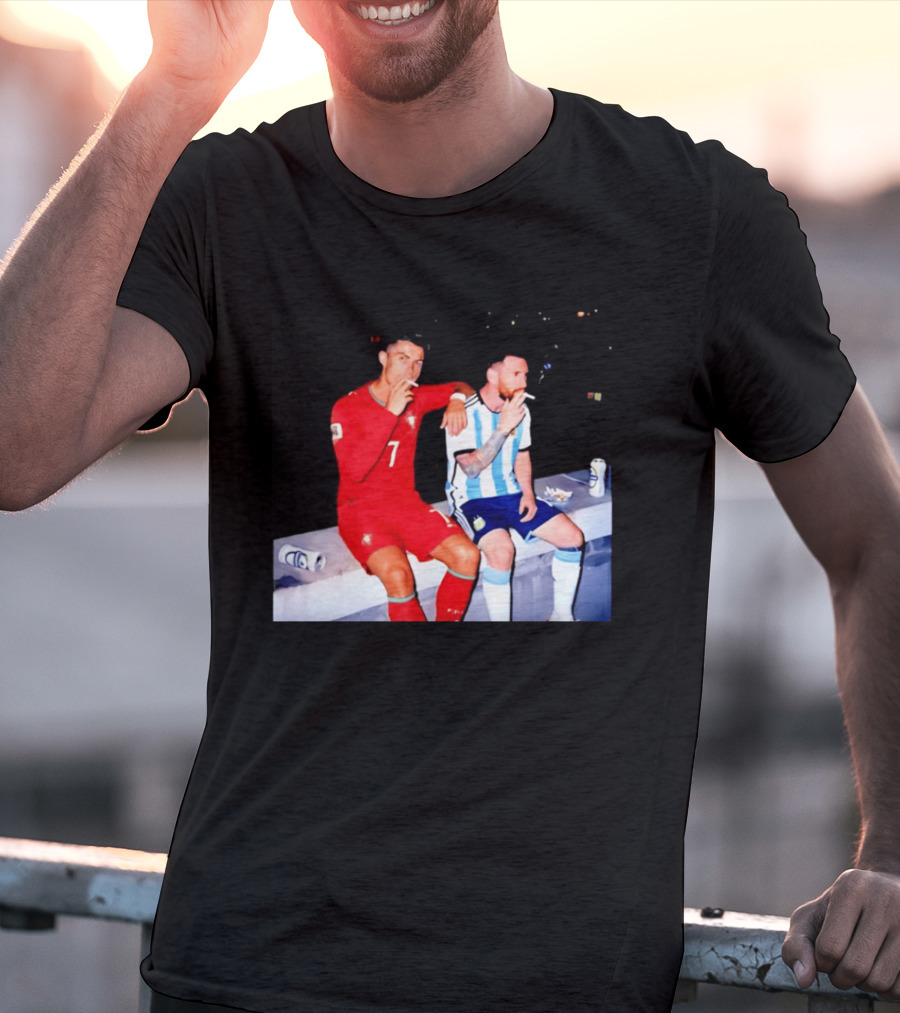 Cristiano Ronaldo Lionel Messi Smoking National Legends T-Shirt