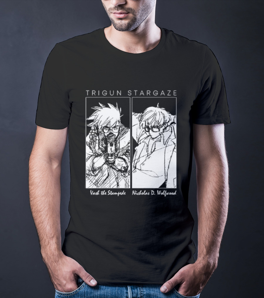 Trigun Stargaze Vash The Stampede Nicholas D. Wolfwood Manga T-Shirt