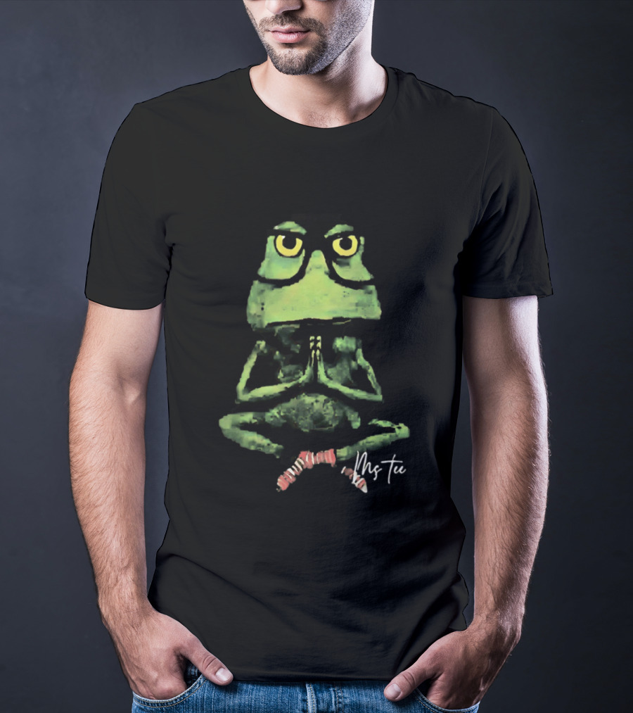 Frog Wearing Glasses Striped Socks Meditating Ms T-Shirt