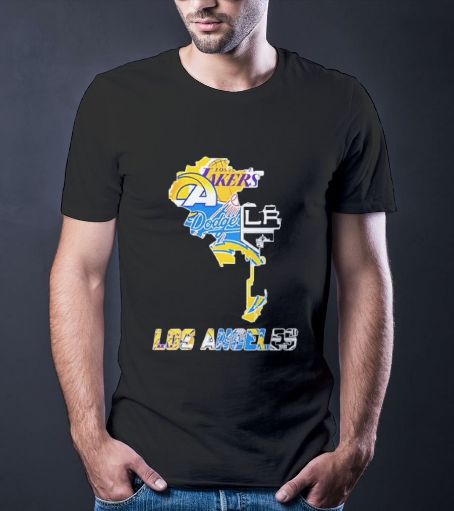 Los Angeles Lakers Rams Dodgers LA Kings Chargers Sports Team Logos T-Shirt