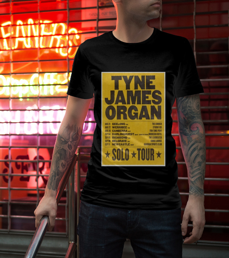 TYNE JAMES ORGAN Australian Solo Tour 2026 Geelong Werribee Canberra Dates Venues T-Shirt