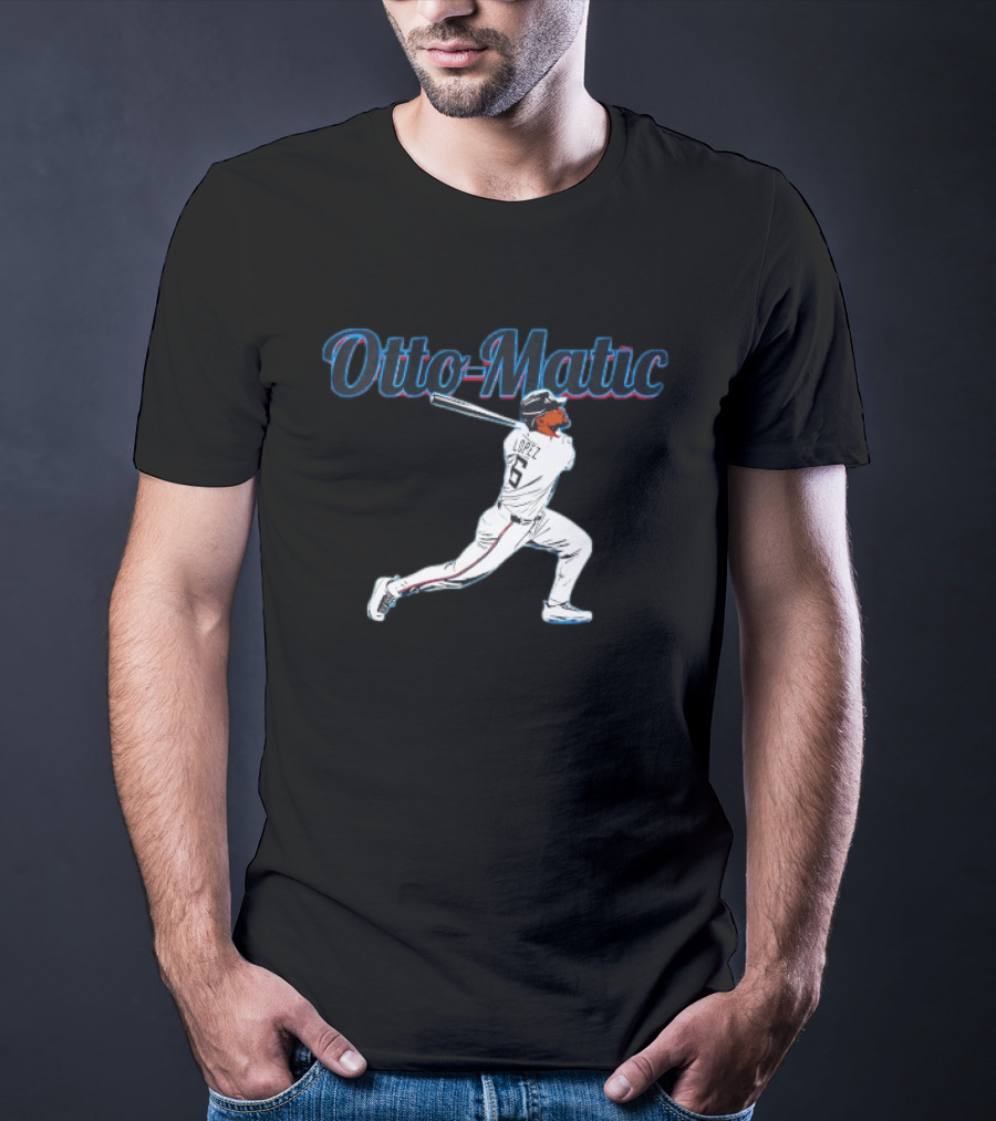 Otto Matic Lopez Swinging Baseball Toronto Blue Jays T-Shirt