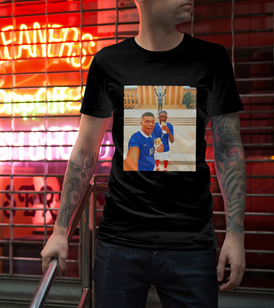 Ousmane Dembele Kylian Mbappe Philadelphia Museum Iconic Pose T-Shirt