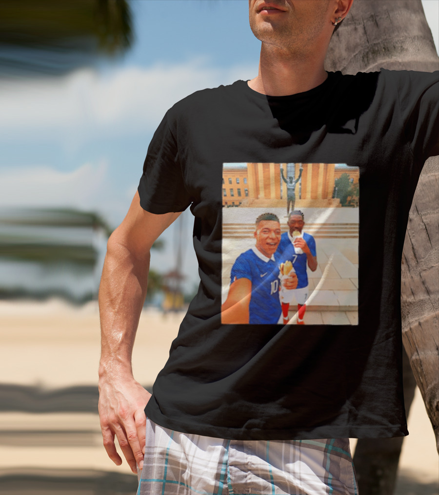 Ousmane Dembele Kylian Mbappe Philadelphia Museum Iconic Pose T-Shirt