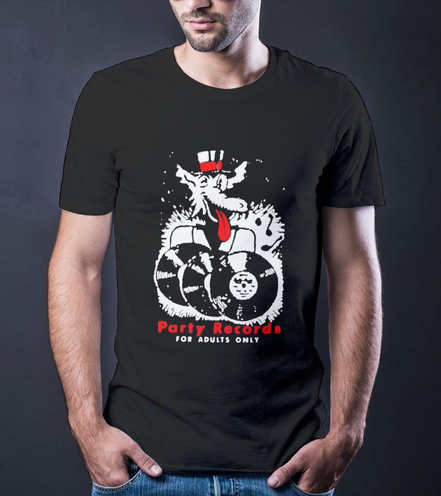 Party Records For Adults Only Wolf Vinyl Spinning T-Shirt
