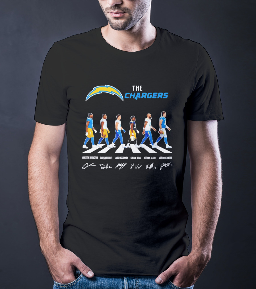 The Chargers Quentin Johnston Daiyan Henley Ladd McConkey Kimani Vidal Keenan Allen Justin Herbert Abbey Road T-Shirt