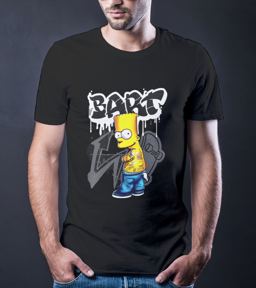 Bart Simpson Street Style Skateboard Graffiti Tattoos T-Shirt
