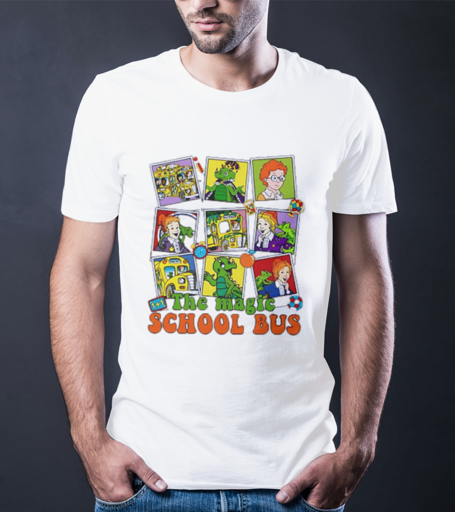 1+1 The Magic School Bus Characters And Adventure Scenes T-Shirt