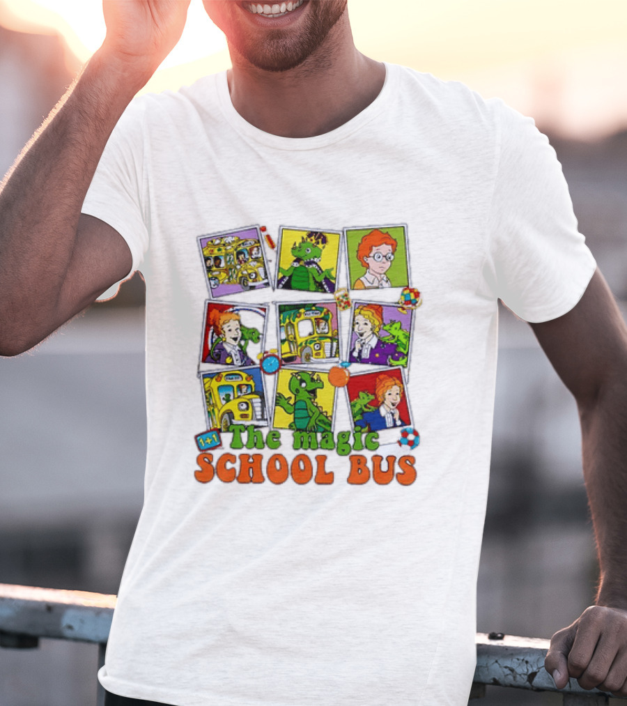 1+1 The Magic School Bus Characters And Adventure Scenes T-Shirt