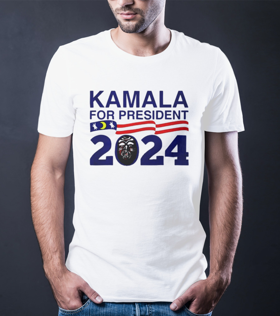 Kamala For President 2024 Stars And Stripes Moon Face T-Shirt
