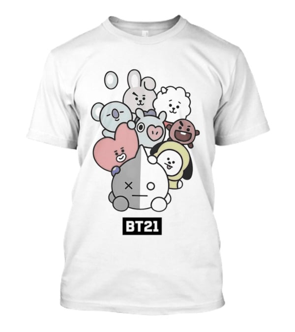 BT21 Kpop Cartoon Characters Vibrant Group T-Shirt