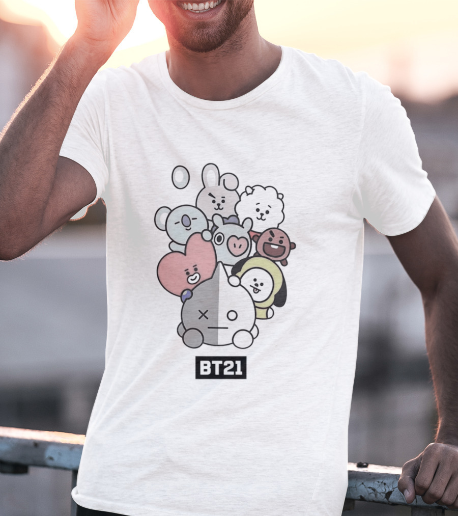 BT21 Kpop Cartoon Characters Vibrant Group T-Shirt