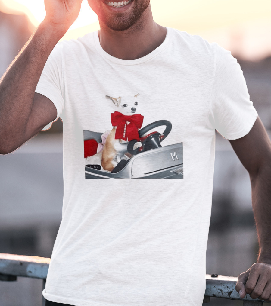 Chihuahua Puppy In Toy Car With Markgong Ribbon T-Shirt