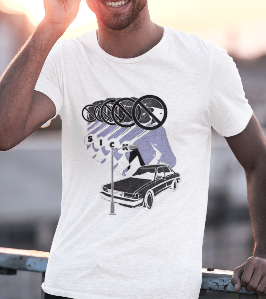 Sick Car Sedan Street Lamp Urban Environment Walking Man T-Shirt