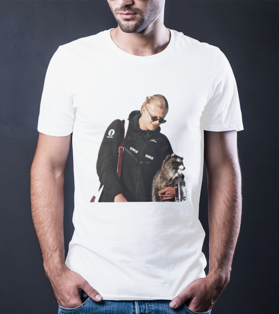 Erling Haaland Raccoon Meme Football KIWI K SPACE Texas T-Shirt