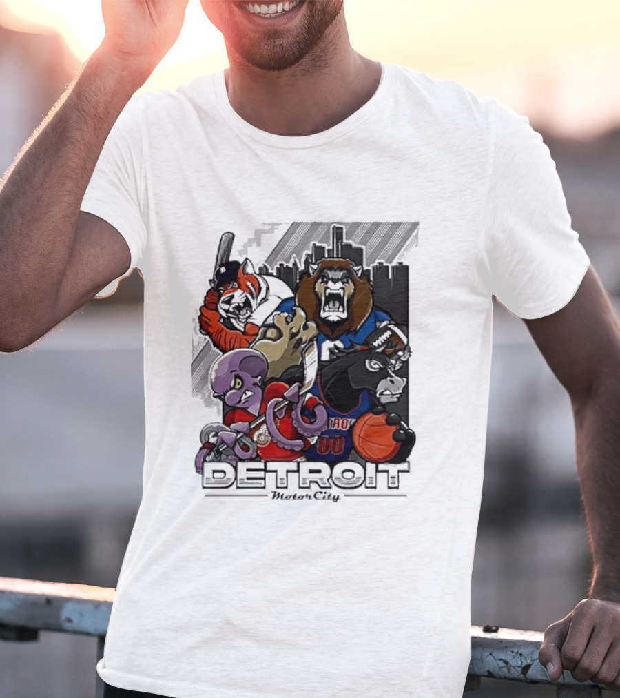 Motor City Detroit Tigers Lions Red Wings Pistons Athletic Sports Fan Gear T-Shirt
