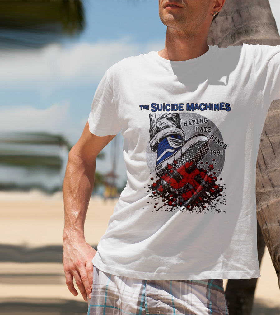 The Suicide Machines Hating Hate Since 1991 Vans Shoe Kicking Swastika T-Shirt