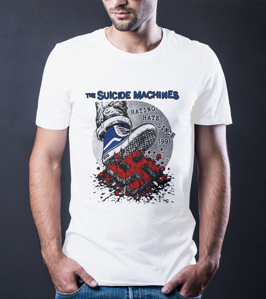 The Suicide Machines Hating Hate Since 1991 Vans Shoe Kicking Swastika T-Shirt