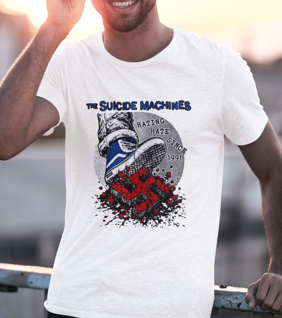 The Suicide Machines Hating Hate Since 1991 Vans Shoe Kicking Swastika T-Shirt