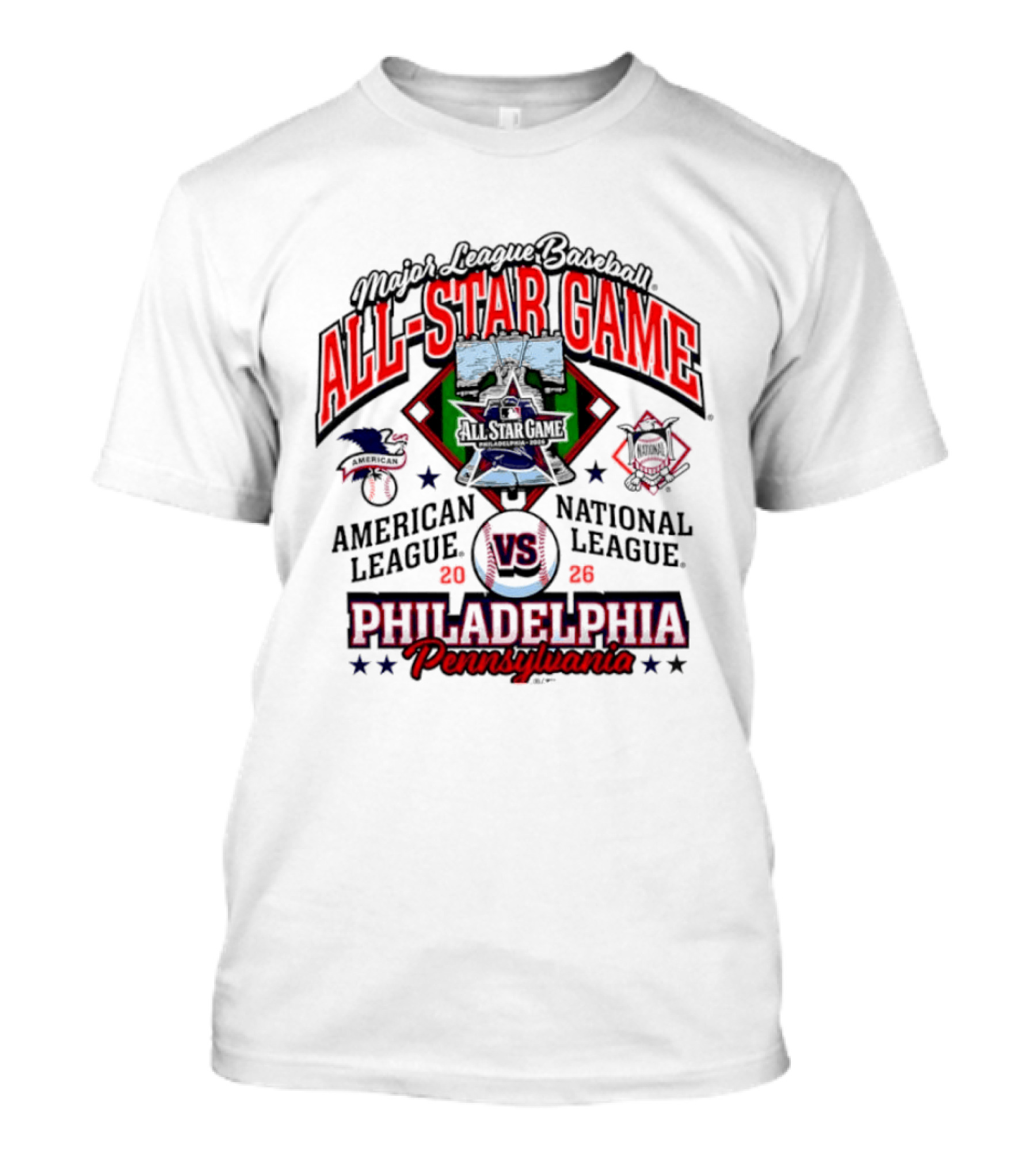 Major League Baseball All Star Game 2026 Philadelphia American League Vs National League T-Shirt
