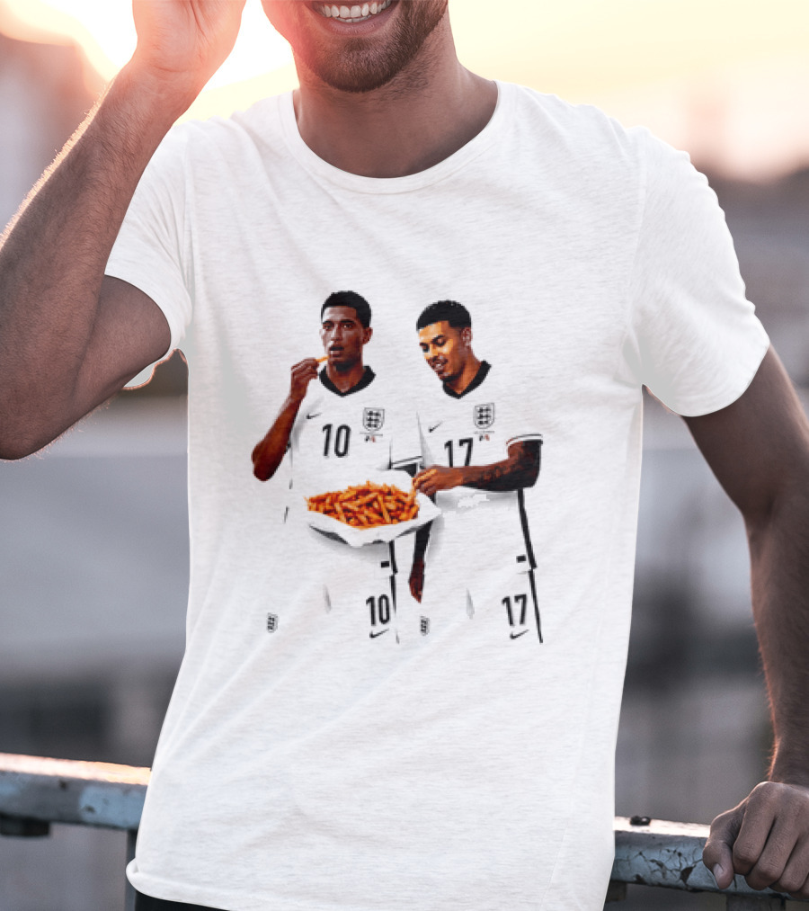 Jude Bellingham And Morgan Rogers Eating Orange Chips Mural Stourbridge Halesowen T-Shirt