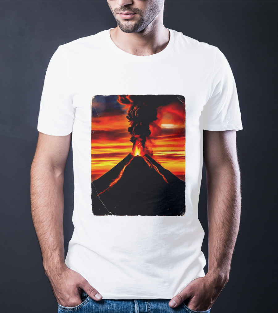 Volcanic Eruption Sunset Landscape Volcano Erupting At Dusk T-Shirt