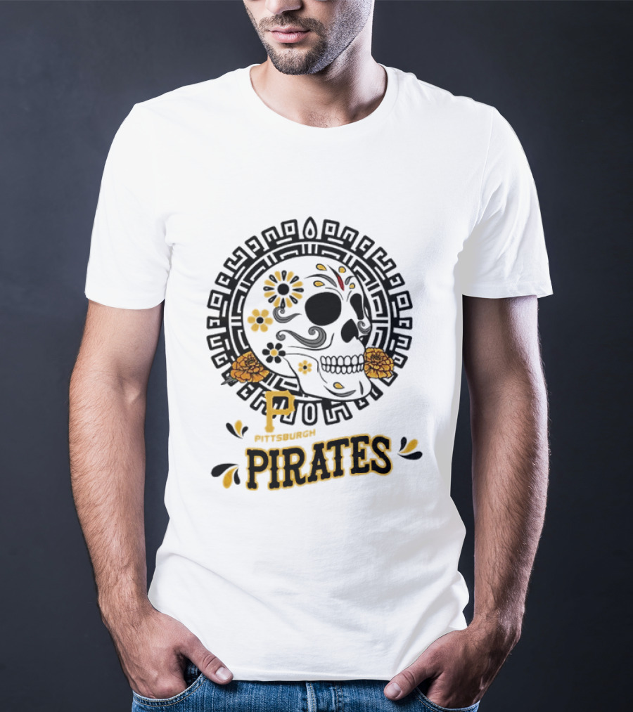 Pittsburgh Pirates Dia De Los Muertos Sugar Skull Art MLB Fan T-Shirt