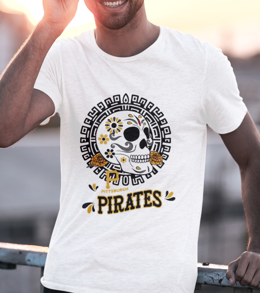 Pittsburgh Pirates Dia De Los Muertos Sugar Skull Art MLB Fan T-Shirt