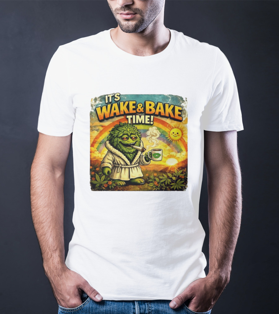 It's Wake And Bake Time Chief Greenbud Smoking Rainbow Sun Cannabis T-Shirt