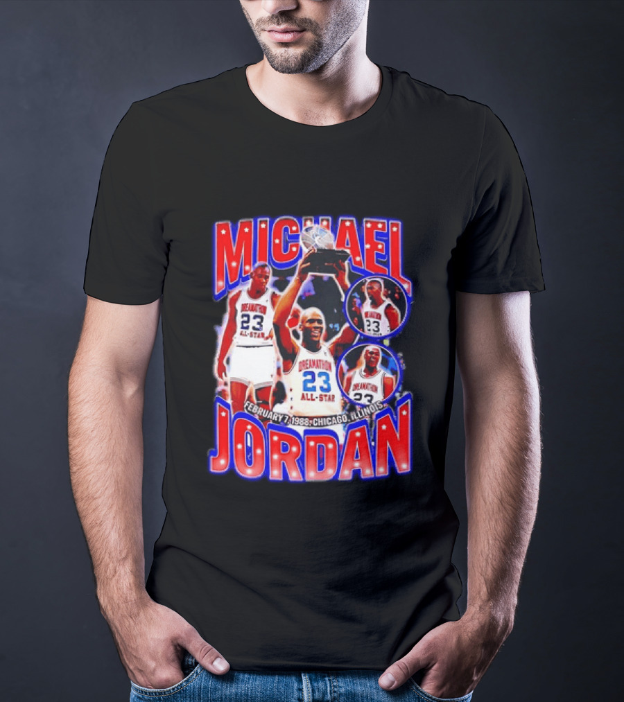 Michael Jordan February 7 1988 Chicago Illinois All Star Trophy Dream Team 23 T-Shirt