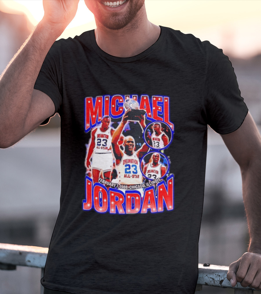 Michael Jordan February 7 1988 Chicago Illinois All Star Trophy Dream Team 23 T-Shirt