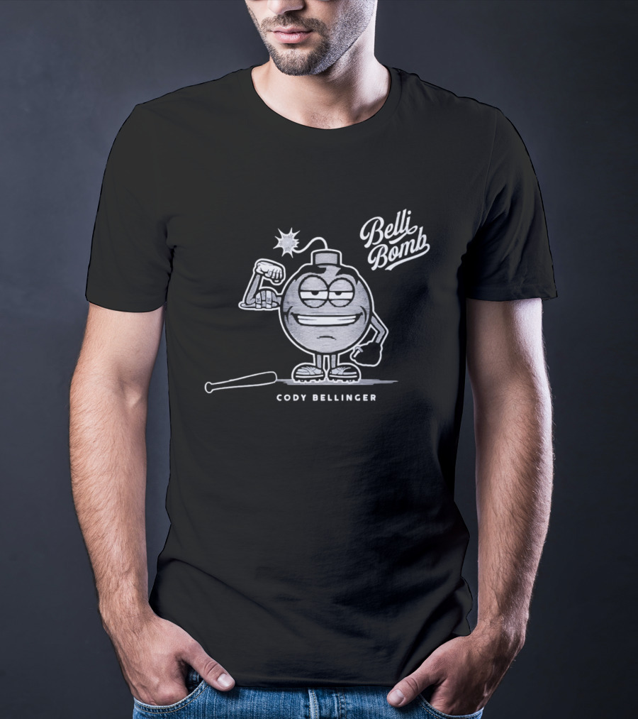 Belli Bomb Cody Bellinger Cartoon Character With Bat And Bomb T-Shirt