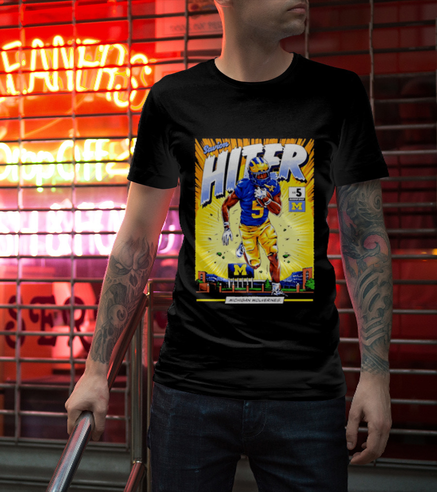 Savion Hiter Michigan Wolverines Football Number 5 Comic T-Shirt