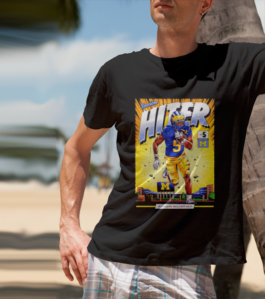 Savion Hiter Michigan Wolverines Football Number 5 Comic T-Shirt