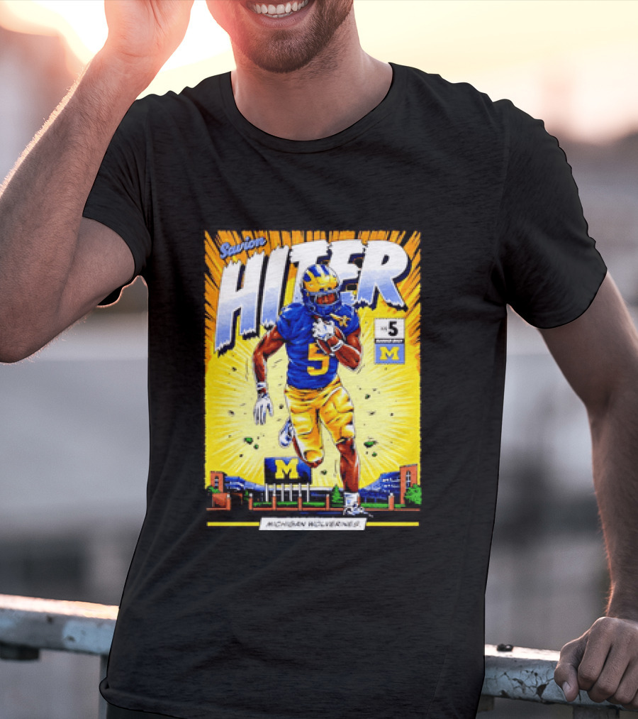 Savion Hiter Michigan Wolverines Football Number 5 Comic T-Shirt
