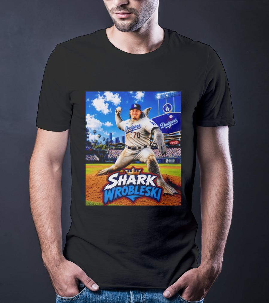Shark Wrobleski Los Angeles Dodgers No 70 Iconic Baseball Player Fantasy T-Shirt