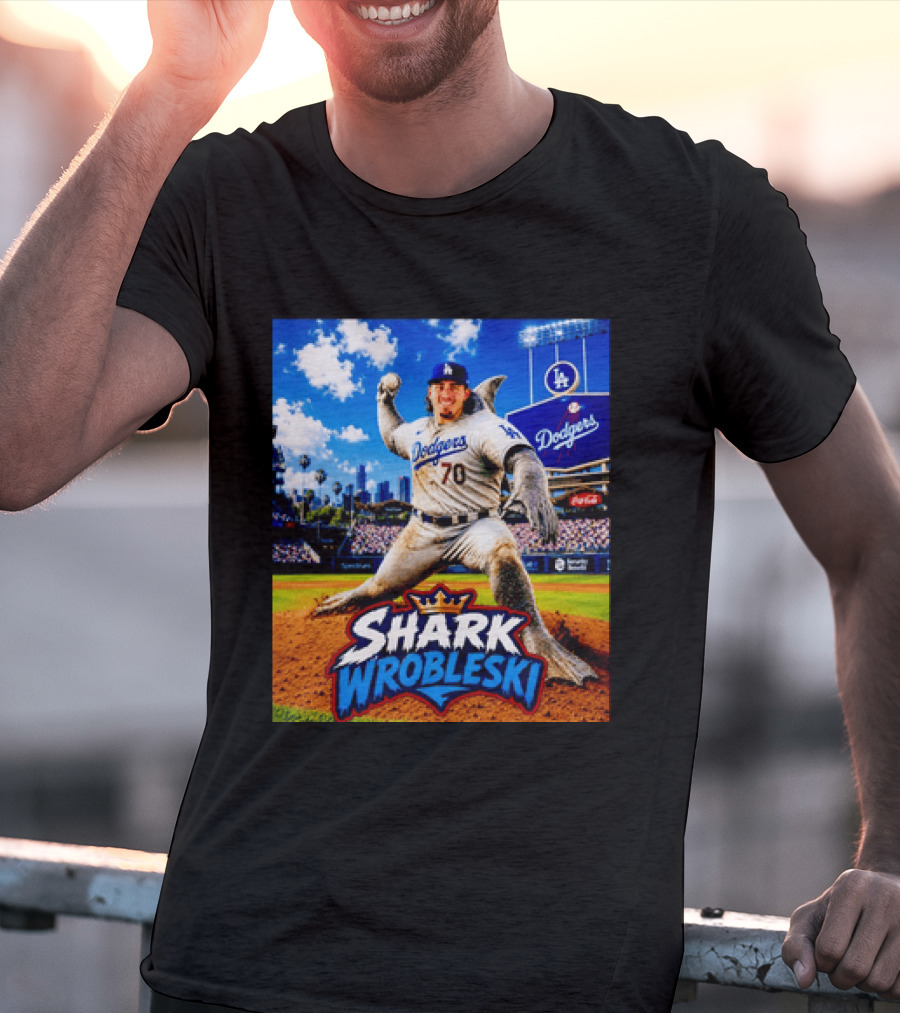 Shark Wrobleski Los Angeles Dodgers No 70 Iconic Baseball Player Fantasy T-Shirt