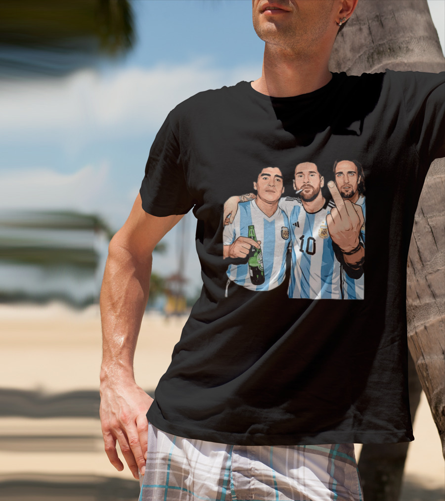 Messi Maradona Batistuta Argentina Football Legends T-Shirt