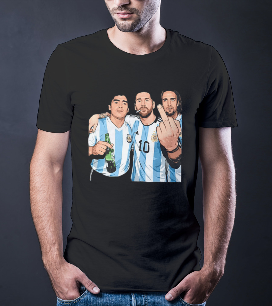 Messi Maradona Batistuta Argentina Football Legends T-Shirt