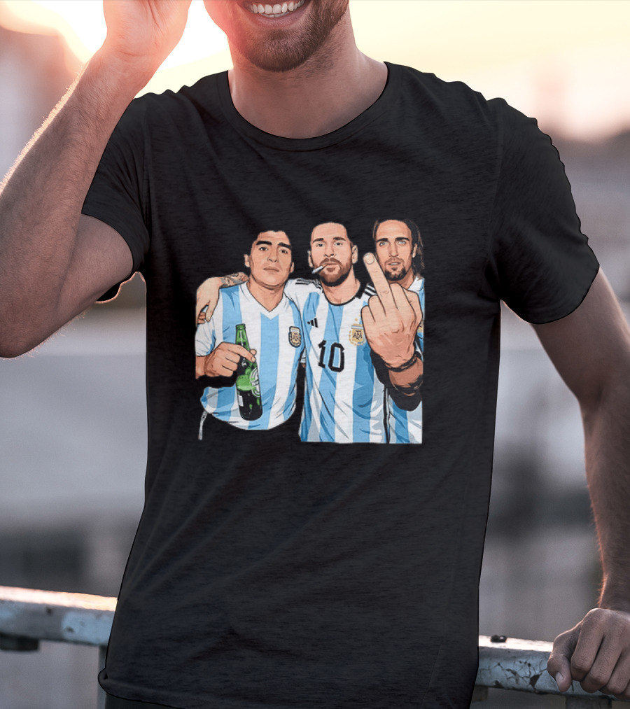 Messi Maradona Batistuta Argentina Football Legends T-Shirt
